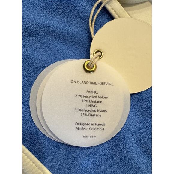 Strait The Label Bikini Top Women’s Size Medium Daze Blue Crush Terry Sporty - Picture 6 of 6